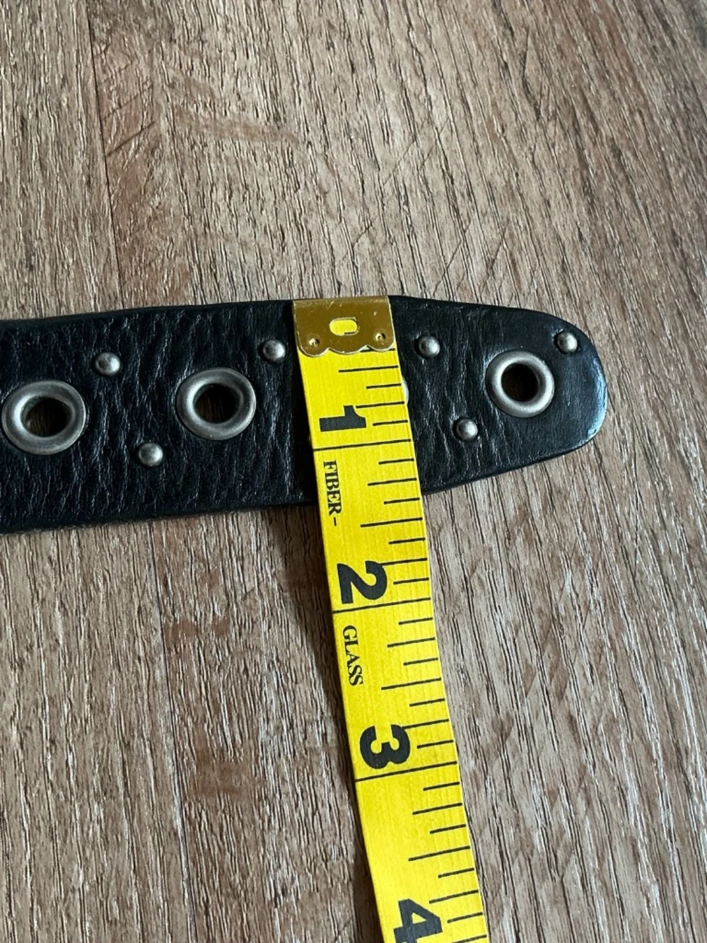 VTG Belt Black Leather Eyelet Grommet Studded Waist Gothic Grunge Solid Brass